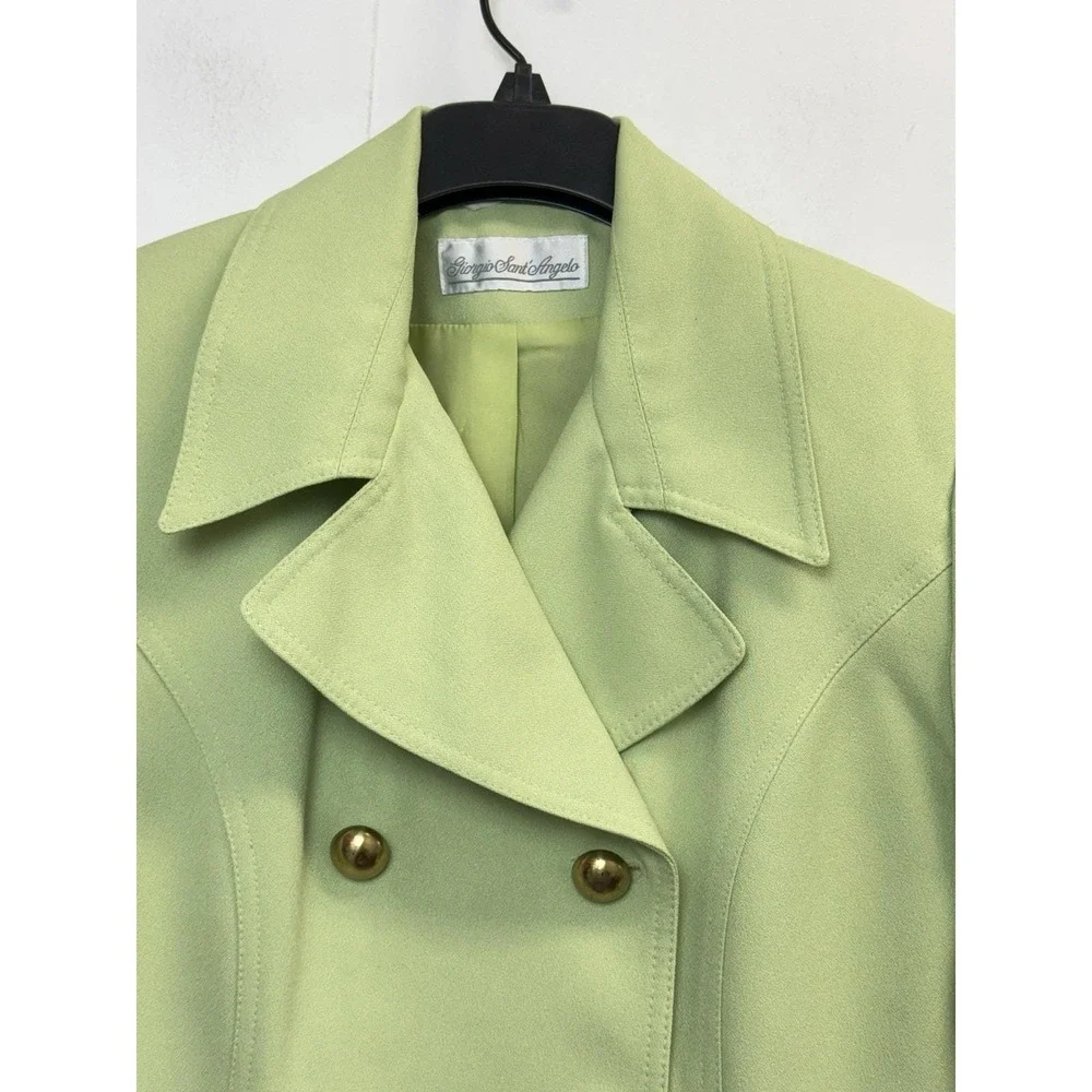 Classic Double-Breasted Green Blazer & Skirt Suit
